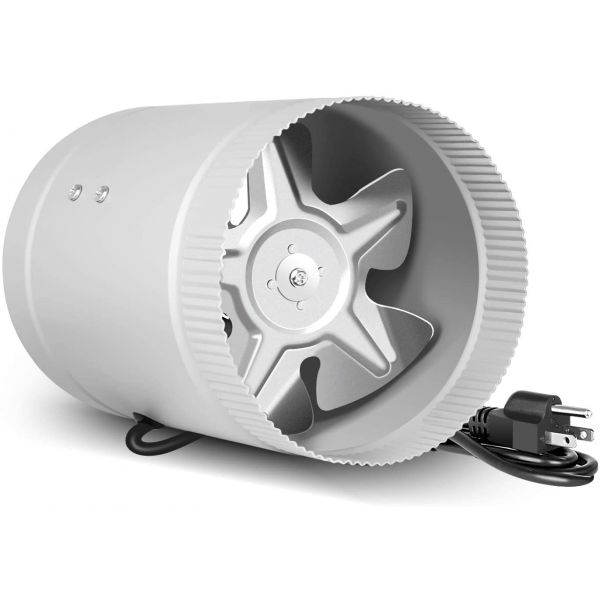 iPower 6 inch 174 CFM Booster Fan Inline Duct HVAC Exhaust Vent Blower, Low Noise Grounded Power Cord, Silver