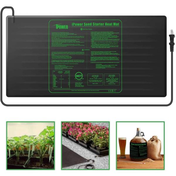 Seedling Heat Mat, 48" X 20" Durable Waterproof Hydroponic Heating Pad, Black, iPower
