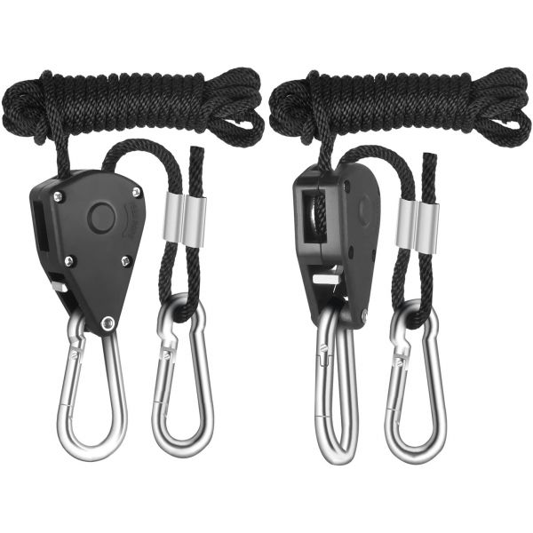 1/8 Inch 8-Feet Long Heavy Duty Adjustable Rope Clip Hanger with Reinforced Metal Internal Gears, iPower