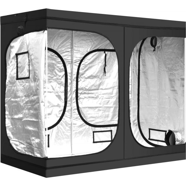 iPower 96"x48"x80" Hydroponic Water-Resistant Grow Tent with Removable Floor Tray for Indoor Seedling Plant Growing 4'x8'