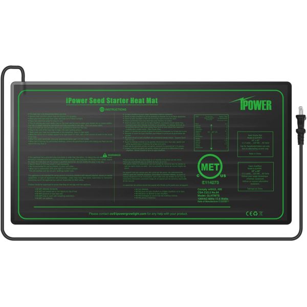 iPower Seedling Heat Mat 10" x 20.5" Warm Hydroponic Heating Pad w- Durable Waterproof Design