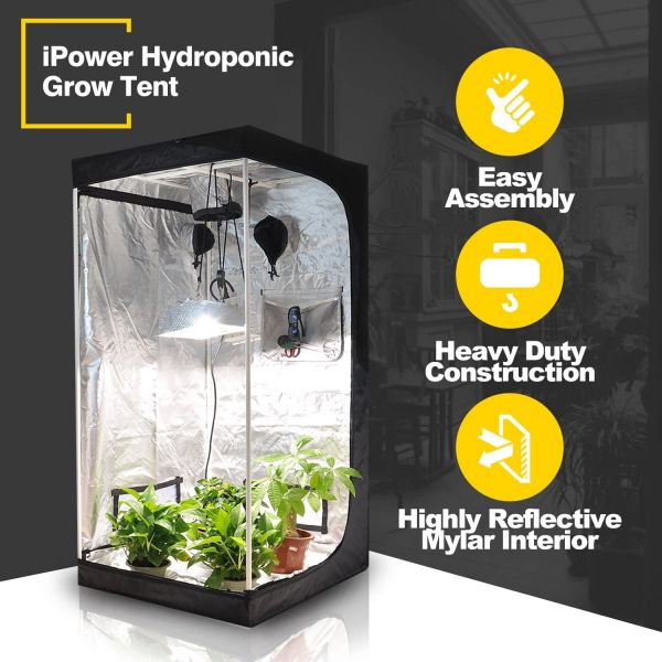 iPower 32"x32"x63" Hydroponic Water-Resistant Grow Tent with Removable Floor Tray for Indoor Seedling Plant Growing