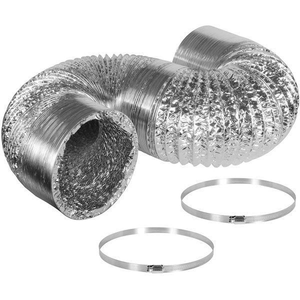iPower 6 Inch 8 Feet Air Ducting Dryer Vent Hose for HVAC Ventilation, 2 Clamps included