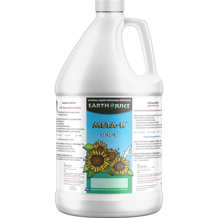 Earth Juice Meta-K Natural Liquid Potassium Fertilizer 0-0-5-1 gal