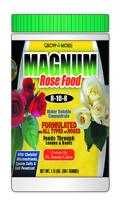 Grow More Magnum Rose Food Water Soluble Fertilizer Concentrate 8-10-8-25 lb