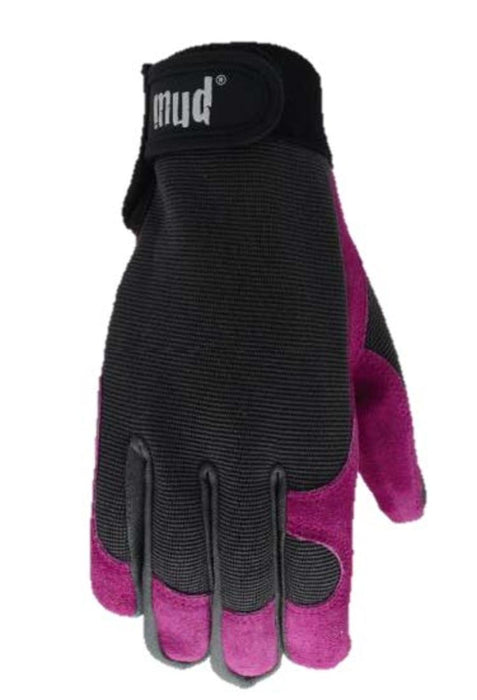 Mud Mud Women's Hi Dex Goatskin Leather Palm Gloves-Magenta, MD