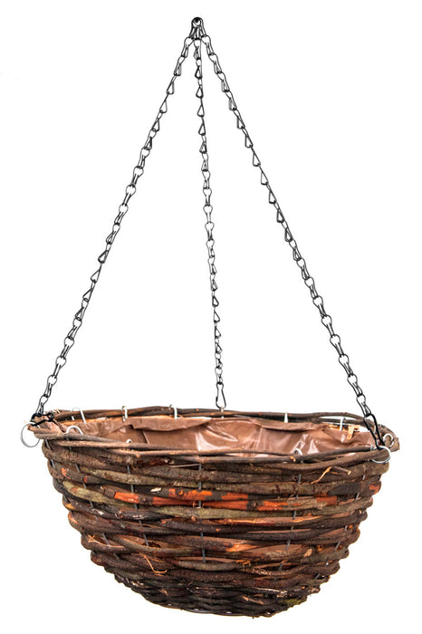 Supermoss Round Wood Woven Hanging Basket-Natural Tahoe, 14 in