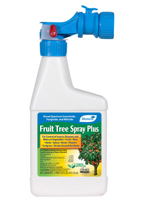 Monterey Fruit Tree Spray Insecticide Fungicide Miticide Organic Ready to Spray-16 oz