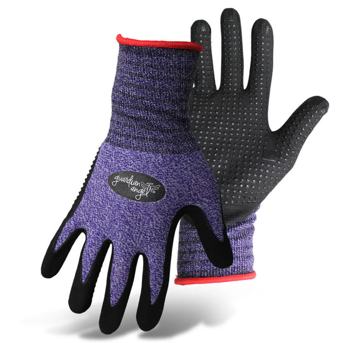 Boss Guardian Angel® Dotted Nitrile Palm Knit Wrist Glove-Purple/Red, SM