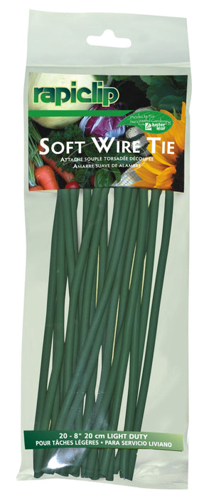Luster Leaf Rapiclip Soft Wire Twist Tie Light Duty-Green, 20 pk, 8 in