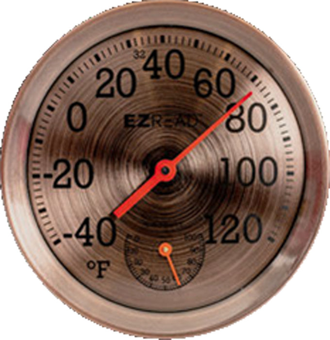 E-Z Read Metal Dial Thermometer/Hygrometer-Bronze, 8 in