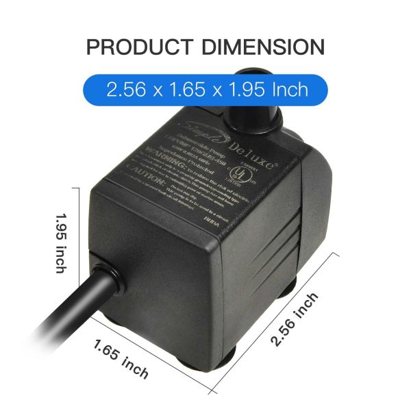 Simple Deluxe LGPUMP120G 120 GPH UL Listed Submersible Pump with 6' Cord for Hydroponics, Aquaponics, Fountains, Ponds, Statuary, Aquariums & more