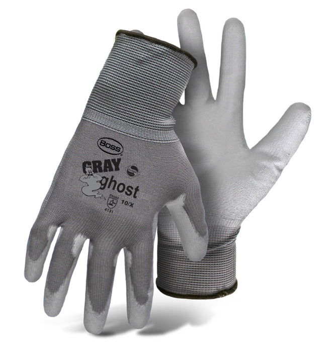 Boss Ghost Nylon PU Coated Palm Glove-Gray, MD