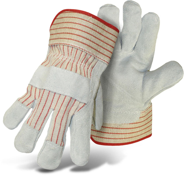 Boss Economy Cowhide Split Leather Palm Glove-Grey/Red, LG