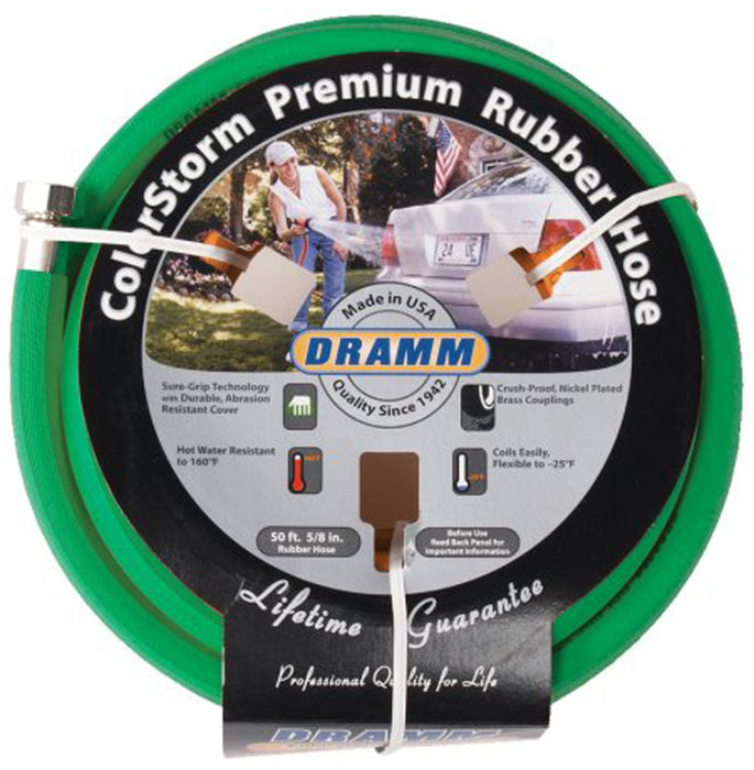 Dramm ColorStorm Premium Rubber Hose-Green, 5/8In X 50 ft