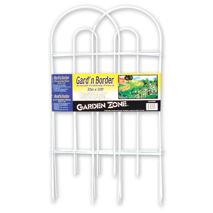 Garden Zone Gard'n Border Round Folding Fence-White, 32In X 10 ft
