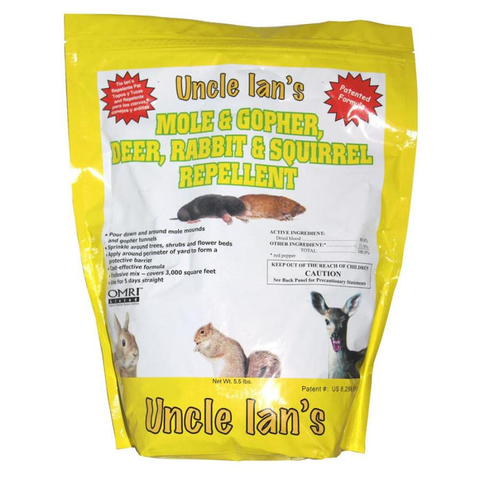 Uncle Ian's Mole & Gopher Deer Rabbit & Squirrel Repellent Organic-5.5 lb