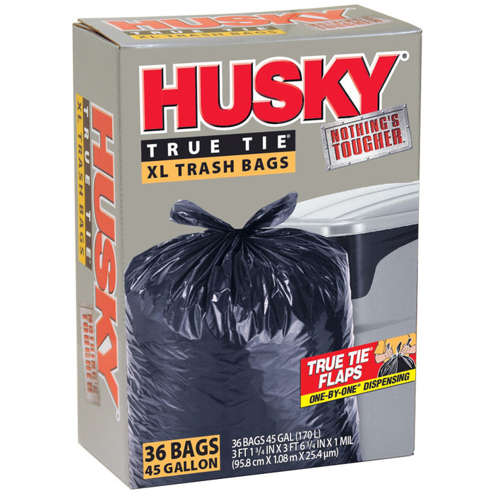 Husky Trash Bags 1mil Extra Large-Black, 36 ct, 45 gal