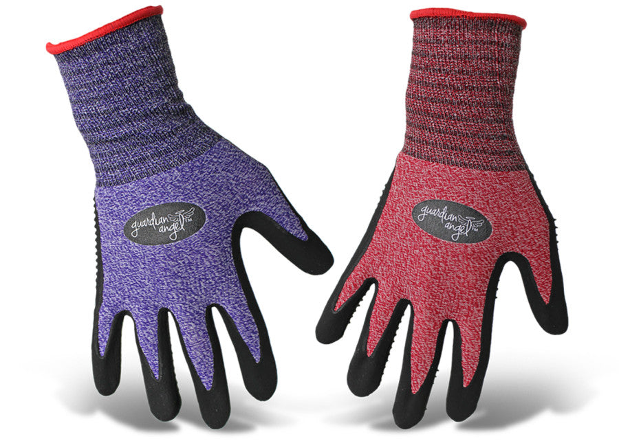 Boss Guardian Angel® Dotted Nitrile Palm Knit Wrist Glove-Purple/Red, MD