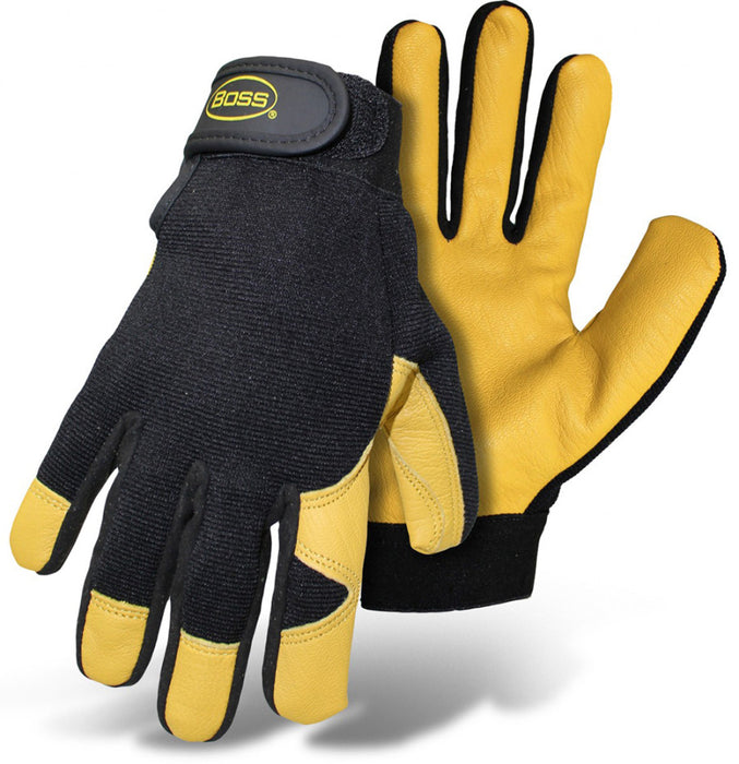 Boss Guard Golden Goatskin Palm Glove-Black/Yellow, LG