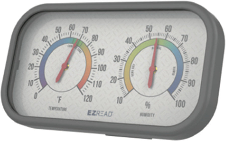 E-Z Read Indoor Thermometer/Hygrometer-Grey, 6 in