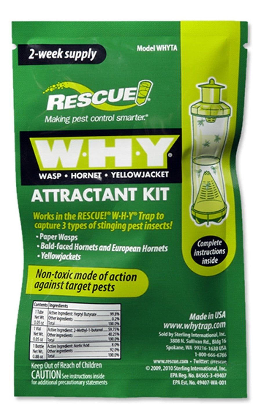 RESCUE 2 Week WHY Wasp Yellowjacket Attractant Kit