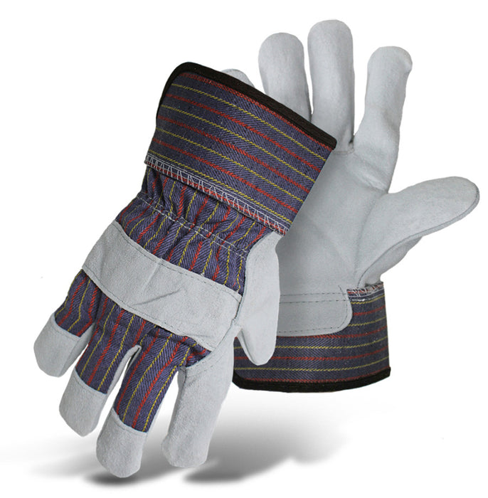 Boss Standard Grade Split Palm Leather Glove-Blue/White, LG