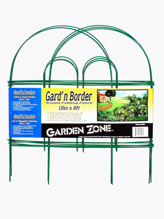 Garden Zone Gard'n Border Round Folding Fence-Green, 18In X 8 ft