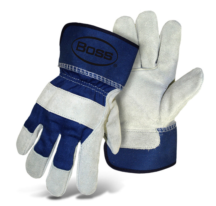 Boss Ladies Heavy Duty Split Cowhide Leather Palm Glove-Blue, SM