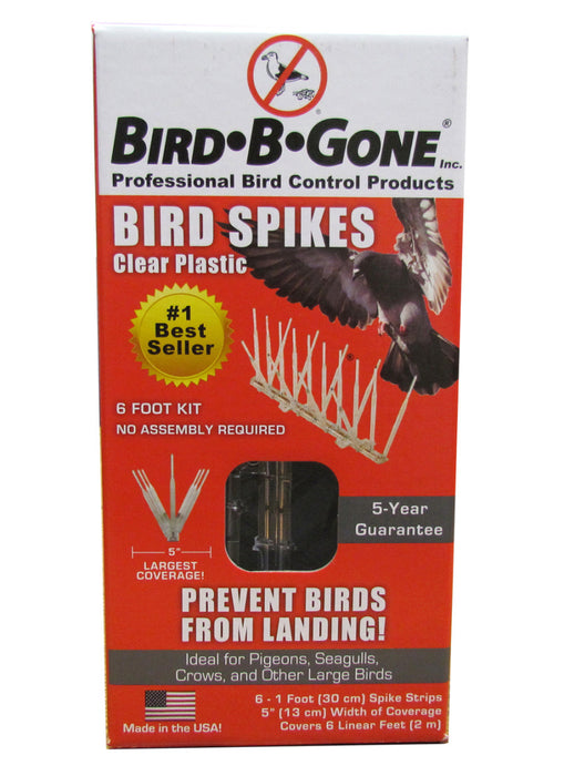 Bird-B-Gone Plastic Bird Spikes-Clear, 6 ft