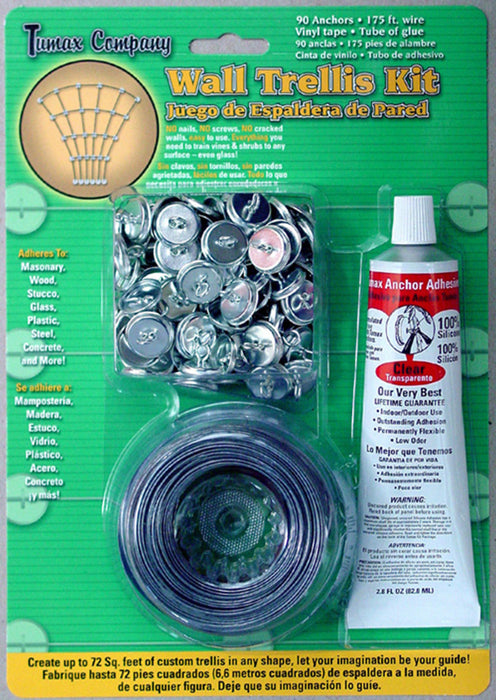 Tumax Wall Trellis Kit Anchors Wire Tape Glue-Assorted