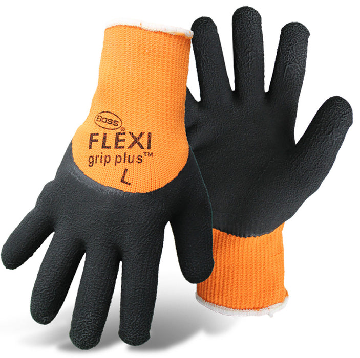 Boss Flexi Grip Plus High-Vis Latex Palm Glove-Orange, LG
