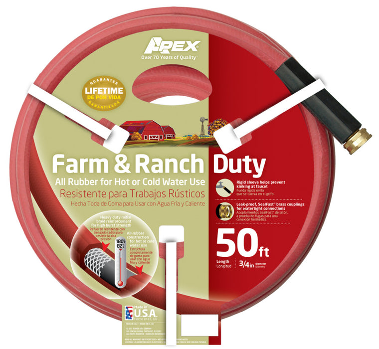 Teknor Farm & Ranch Rubber Hose-Red, 3/4In X 50 ft