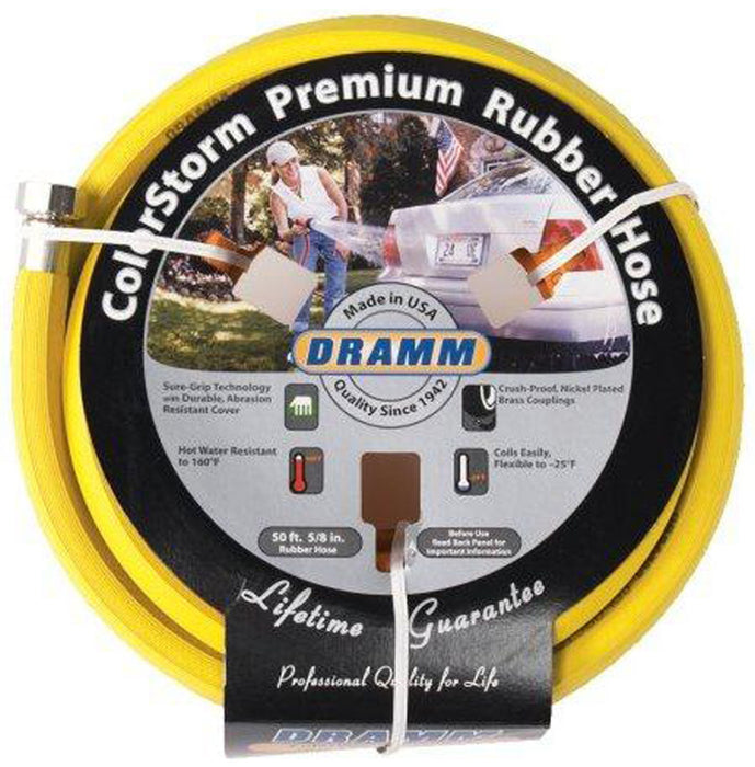 Dramm ColorStorm Premium Rubber Hose-Yellow, 5/8In X 50 ft