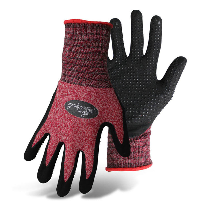 Boss Guardian Angel® Dotted Nitrile Palm Knit Wrist Glove-Purple/Red, XS
