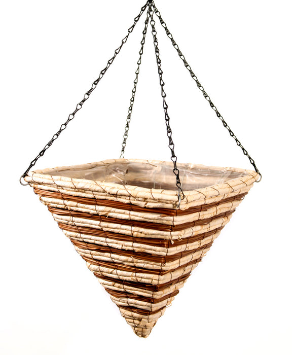 Supermoss Pyramid Wood Woven Hanging Basket-Natural Stratton, 14 in
