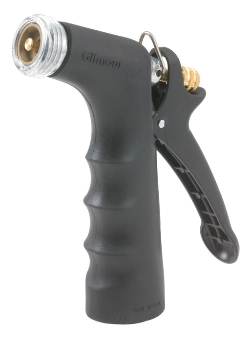 Gilmour Rear Control Pistol Nozzle w/ Comfort Grip & Threaded Front Metal-Black