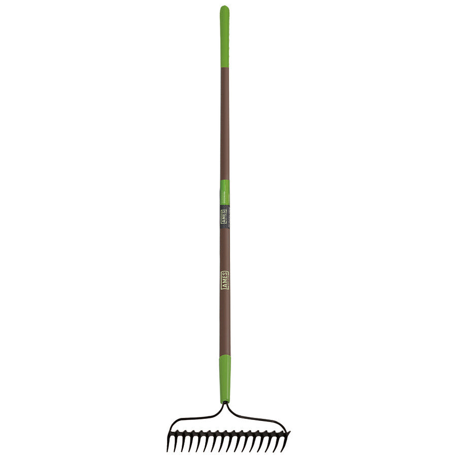 Double Handle Rake Ames 16-Tine Bow Rake with Handle-Two-Sided Fiberglass Handle