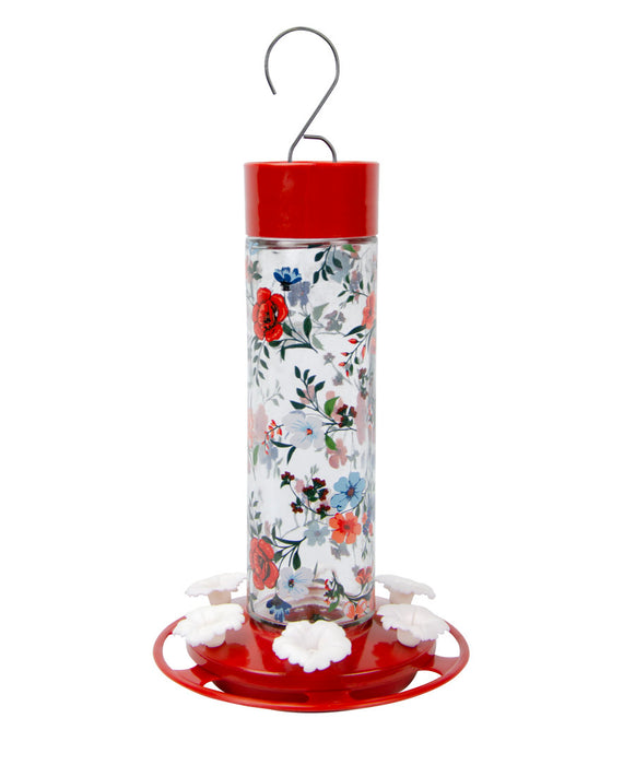 Nature's Way Decorative Glass Hummingbird Feeder-Vintage Blossom, 20 oz